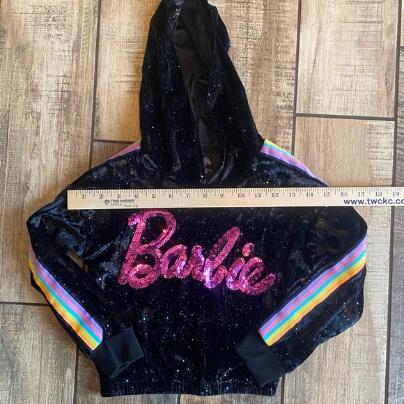 Barbie Black and Multicolor Velour Sequin/Sparkle hoodie/pants 2 piece set - Picture 6 of 15